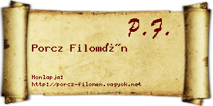 Porcz Filomén névjegykártya